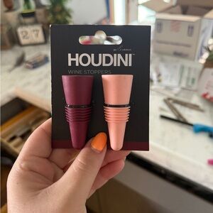 Houdini Wine Stoppers Set - Burgundy and Pink